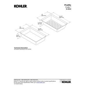 Kohler K-5544-0 Prolific Colander And Washbin, White