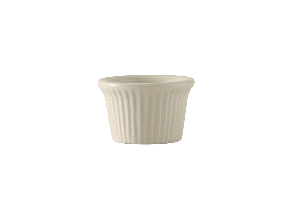 Tuxton China Bex-0152 Ramekin, 1-1/2 Oz., 2-1/4'' Dia. X 1-1/2''H, Round, Fluted, Microwave & Dishwasher Safe, Oven Proof, Fully