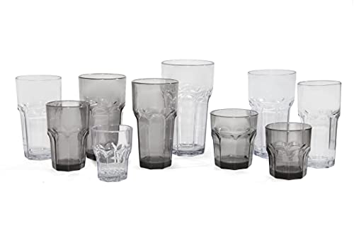Carlisle FoodService Products Louis Clear Tumbler Short Glass for Restaurants  Catering  Kitchens  Plastic  12.3 Ounces  Clear  (Pack of 24)