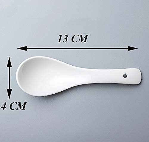 Raincart Latest Ceramic Soup And Dessert Spoon, Microwave Safe - Pack Of 6 (White),L-13 Centimeters