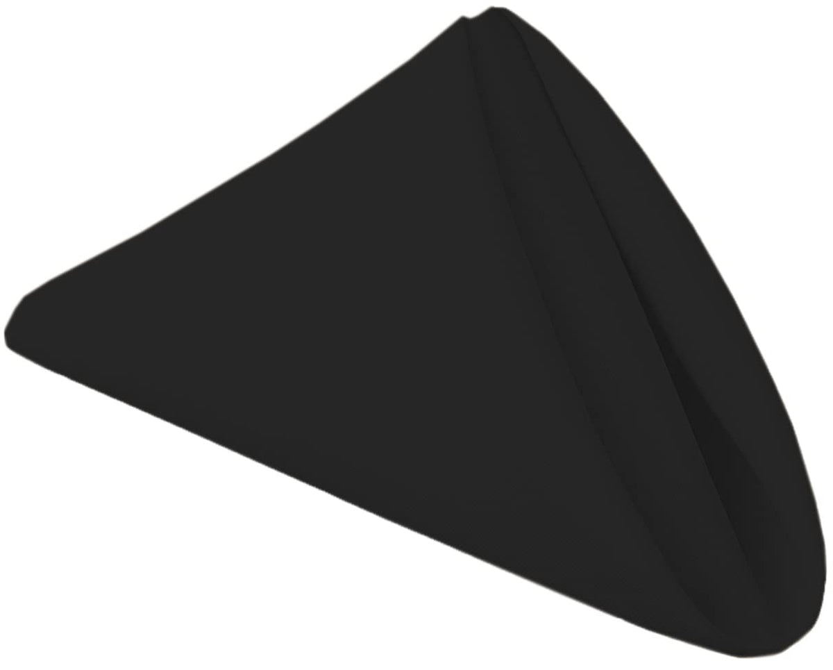 Ploymono Black Heavy Duty Cloth Napkins - 17 X 17 Inch Solid Washable Polyester Dinner Napkins - Set Of 8 Napkins With Hemmed Ed