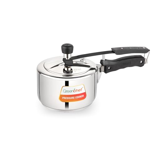 Greenchef Stainless Steel Inner Lid Pressure Cooker 2 Litre  Classic, Isi Certified, Induction And Gas Compatible, Glossy Finis