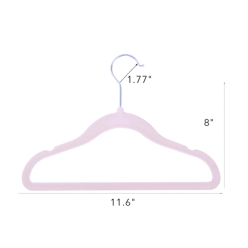 Veeyidd Kids Velvet Clothes Hangers, Non Slip Baby Hangers Pink (11.6'' Inch - 40 Pack)