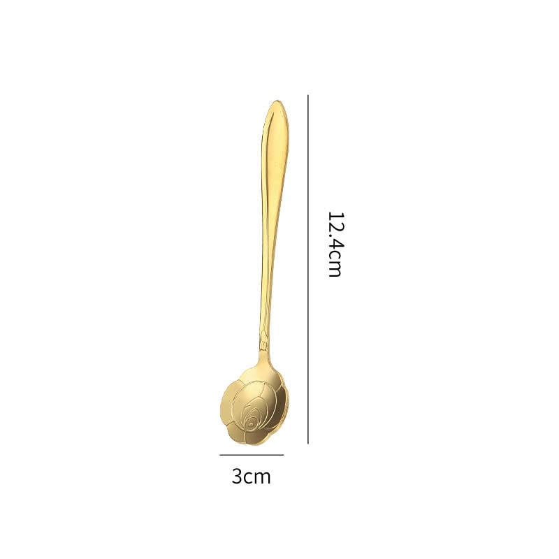 20 Pieces Stainless Steel Rose Flower Coffee Spoon Dessert Spoon Sugar Spoon Ice Cream Spoon Stirring Spoon Tea Spoon Milkshake