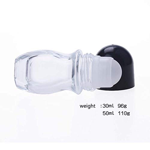 4Pcs 30Ml/1 Oz Clear Refillable Glass Roll-On Deodorant Bottles Reusable Leak-Proof Massage Roller Bottles Containers With Rolle