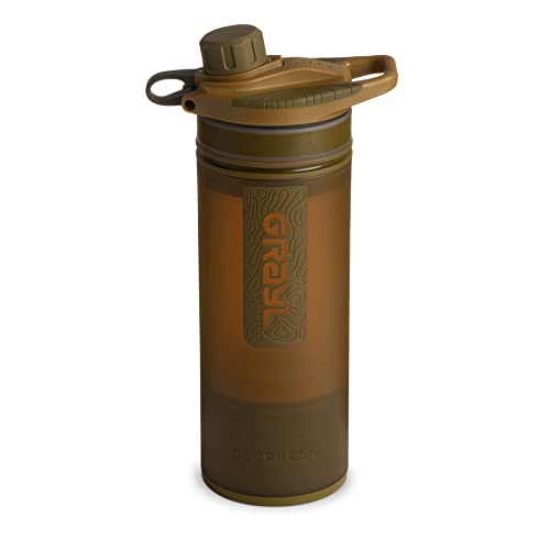 GRAYL GeoPress 24 oz Water Purifier Bottle - Filter for Hiking  Camping  Survival  Travel (Coyote Brown)