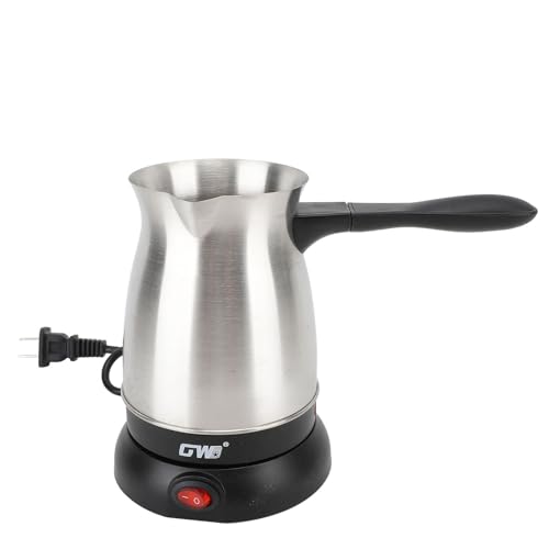 Electric Turkish Coffee Maker, Stainless Steel Turkey Coffee Pot Arabic Greek Coffee, 600ml 600W Coffee Tea Milk Heating Kettle,