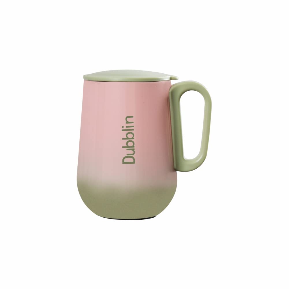 Dubblin Rugby Stainless Steel Unbreakable Tea Coffee Mug Double Wall With Handle And Lid, Wide Mouth Mug Keeps Beverages Hot & C