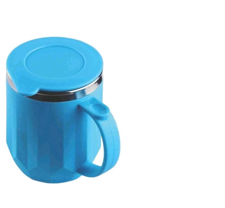 SONIQE Amaze Steel Cup Coffee Mug with Lid  Plastic Covered Stainless Steel Double Walled Insulated Mug to Carry Hot & Cold Bev