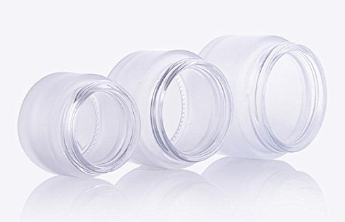 Akoak 3 Pcs 20G Refillable Frosted Glass Cosmetic Cream Jar Bottle Container With Silver Alumite Lids