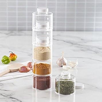 Xibo Spice Tower Rack With Lids Set Of 6 Storage Spice Rack Stacking Bottles With Sifter Lids  1Pcs, Transparent