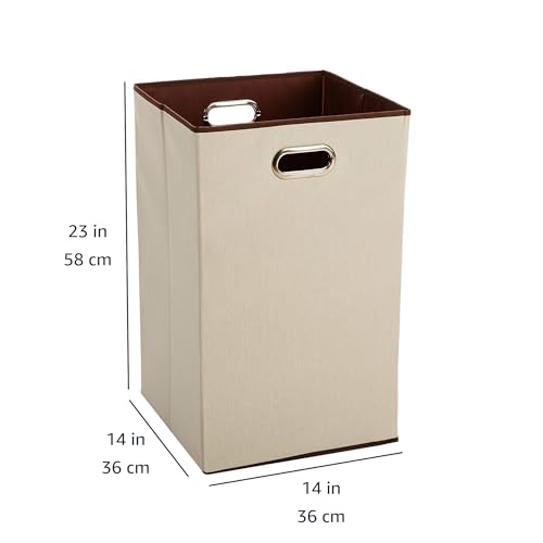 Amazon Basics Rectangular Foldable Laundry Basket Hamper  Beige Brown