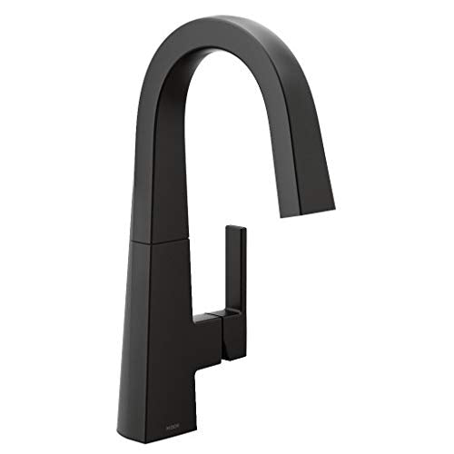 Moen S55005BL Nio One-Handle Bar Faucet, Includes Secondary Finish Handle Option, Matte Black