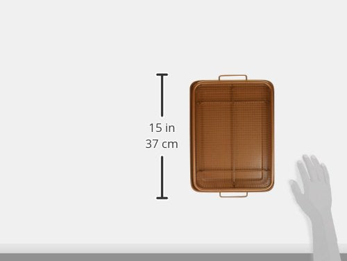 Gotham Steel Air Fryer Tray, 2 Piece Nonstick Copper Crisper Air Fry Basket For Convection Oven, Also Great For Baking & Crispy
