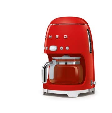 Smeg 50'S Retro Style Aesthetic Drip Coffee Machine With 10 Cup Glass Carafe, Auto Start Feature, Keep Warm Plate, And Two Coffe