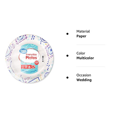 Great Value Heavy Duty Party Paper Plates, 100 ct, Multicolor, Model NBTFA7V, Premium Quality