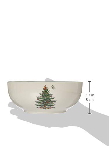 Spode Christmas Tree 8-Inch Serving Bowl - Porcelain, Multicolor, Stackable, Dishwasher & Microwave Safe, Model 1612310