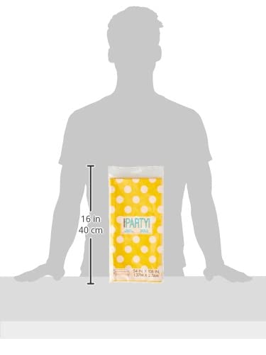 Polka Dot Plastic Tablecloth  108'' x 54''  Yellow