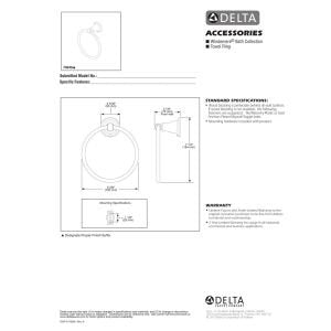 Delta 70046 Windemere Towel Ring, 7.25 X 6.38 X 6.38 Inches, Chrome
