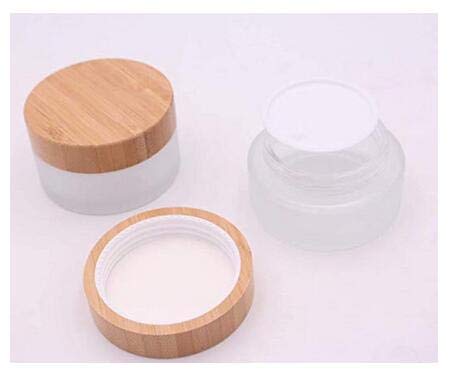 1Pcs Round Frosted Glass Cream Jar Glass Bottle With Inner Liners And Environmental Bamboo Lids Empty Makeup Container Dispenser