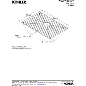 Kohler K-6466-St Vault Bottom Basin Rack, Stainless Steel