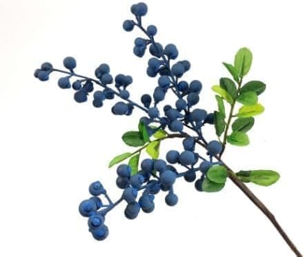 WLSuDHoncc Artificial Blueberry Stems with Berries, Blue Christmas Fruit Decor, DIY Floral Arrangement, Artificial Plants Flower