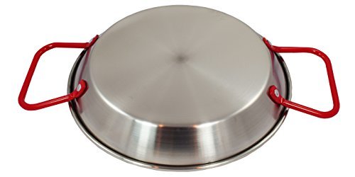 Sunrise Kitchen Supply Stainless Steel Paella Pan With Red Handle (8'')