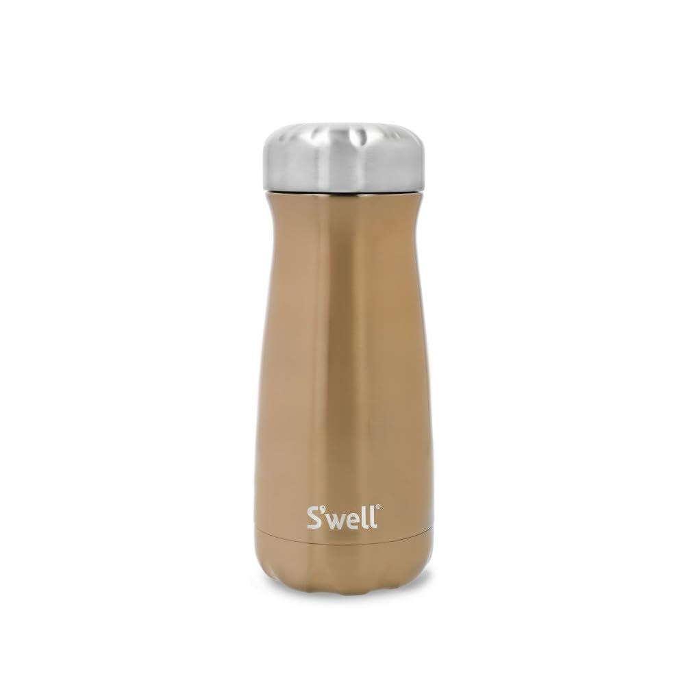 Swell Traveler Drinks Bottle, Pyrite, 470ml. VacuumInsulated Travel Bottle Keeps Drinks Cold and Hot  BPAFree Stainless Stee