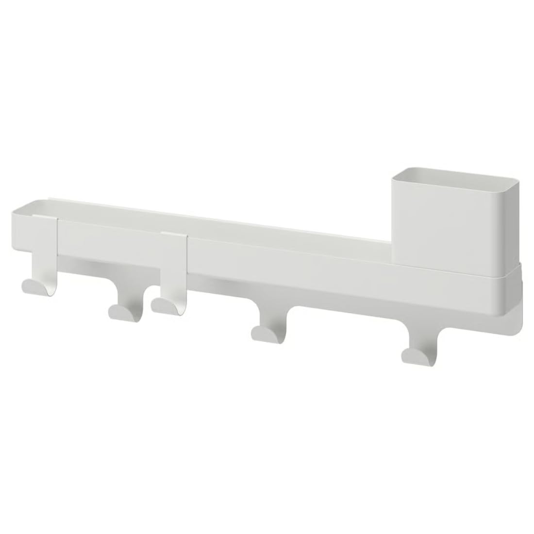 Ikea Altarliden Hook Rack With Storage, White, Steel, 36.5 Cm, Wall Organiser With Shelf And Container