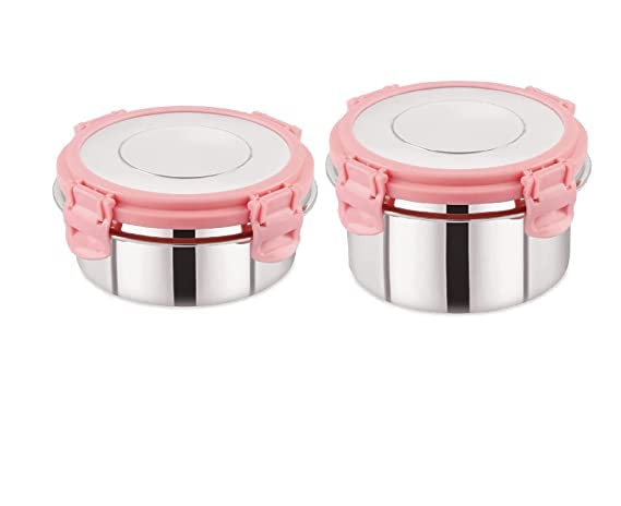 Omazing Kitchen Leak Proof Click And Seal Lock Stainless Steel Storage/Air Tight Tiffin Container/Lunch Container With Steel Lid