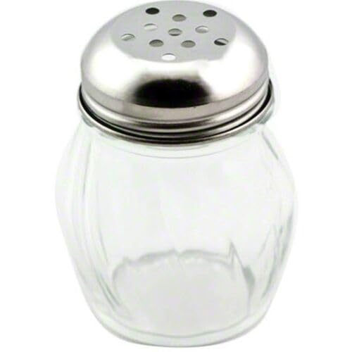 Great Credentials Grated Cheese & Red Pepper Swirl Shaker, Perforated Top, Clear, Stainless Steel, Model GC-6OZSW-PER