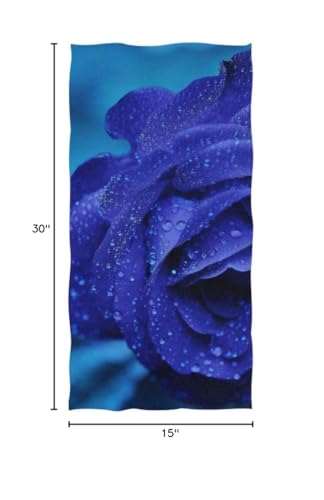 Senya Blue Rose Hand Towel Ultra Soft Luxury Towels For Bathroom 30''X15''