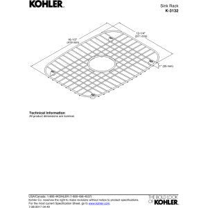 Kohler K-3132-St Stainless Steel Bottom Basin Rack, Stainless Steel Large