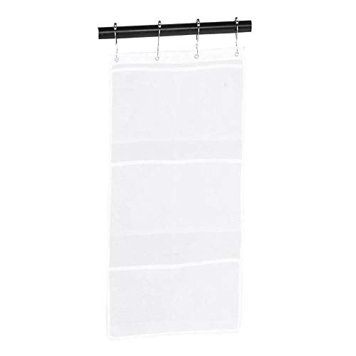 Yosooo 6 Pockets Mesh Shower Organiser Bathroom Over The Door Hanging Mesh Pockets Storage Bag Holder Hanging Caddy With Hooks Q