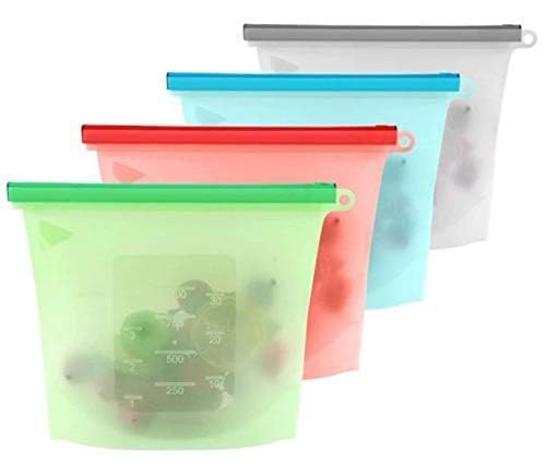 Kandpand 1000Ml Silicone Food Bag Storage Airtight Bag Reusable Storage Container Preservation Leakproof Zip Lock Bag For Food, 
