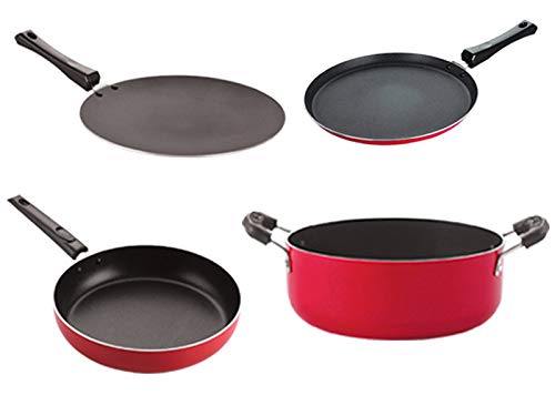 Nirlon Kitchen Accessories For Home Cooking Non Stick Pots And Pan Set Of 4 Pieces (2.6Mm_Ct12_Fp11_Cass22_Ft12)