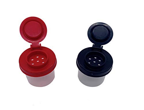 BRAZZA Salt and Pepper Shakers Moisture Proof Set Perfect to go Camping Picnic Outdoors Kitchen Lunch Boxes Travel Spice Set Clear with Black Lids Plastic Airtight Spice Jar Dispenser (5 mini)