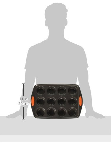 Rachael Ray Yum -O Nonstick Bakeware 12-Cup Muffin Tin With Grips / Nonstick 12-Cup Cupcake Tin With Grips - 12 Cup, Gray