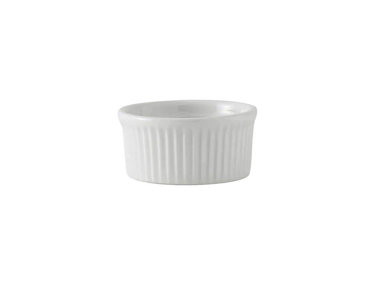 Tuxton China BPX-0502 Ramekin, 5 oz., 3-1/2 Dia. x 1-3/4H, Round, Fluted, Microwave & Dishwasher Safe, Oven Proof, Fully vitrifi