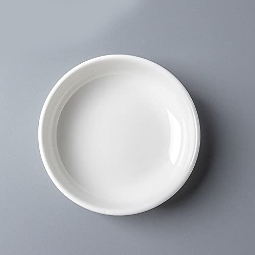Mozacona 4Pcs White Ceramic Seasoning Dishes Dipping Bowls Appetizer Plates,3.8 Inch