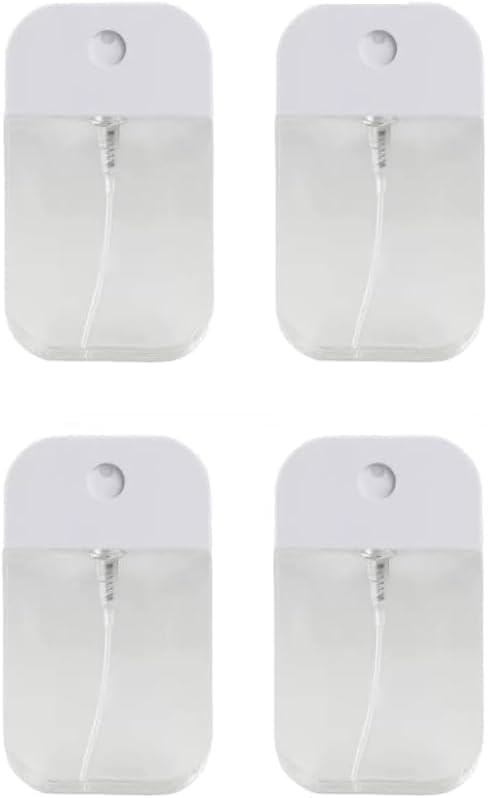 HODASHI 4 Pcs White Spray Bottles 50Ml Clear Portable Card Spray Bottles Hand Sanitizer Bottles Empty Plastic Perfume Atomizer V