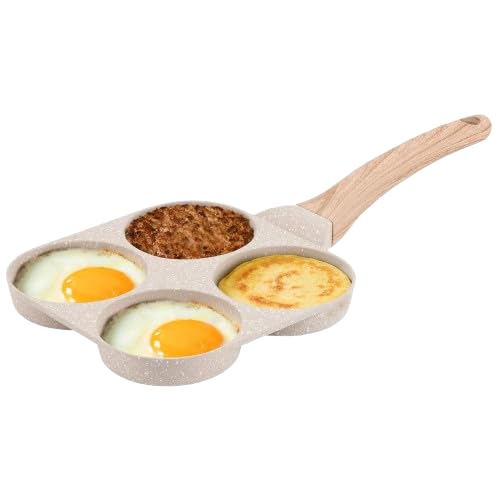 Hitwa Nonstick Frying Pan | Divided Grill Pan & Skillet | Heat Resistant Handle | Mini Pancake Pan For Eggs, Bacon, Burgers & Br