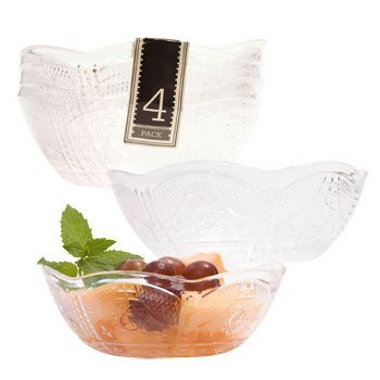 Set Of 4 Plastic Scalloped-Edged Bowls, 5 X 2.75 Inches