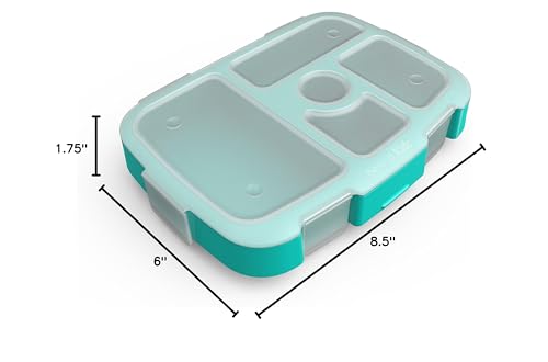 Bentgo Kids Brights Tray (Aqua) with Transparent Cover - Reusable  BPA-Free  5-Compartment Meal Prep Container with Built-In Portion Control for Healthy At-Home Meals and On-the-Go Lunches
