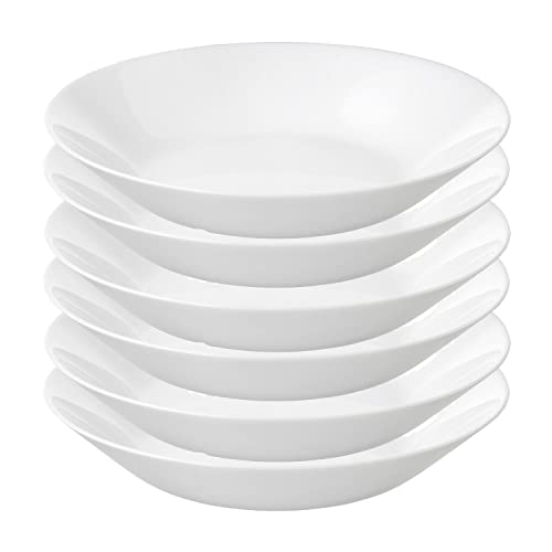 Bs Case Ikeaa Tempered Opal Glass Dinnerware Plates And Bowls (Pack Of 6) (Deep Plate, White20 Cm (8))