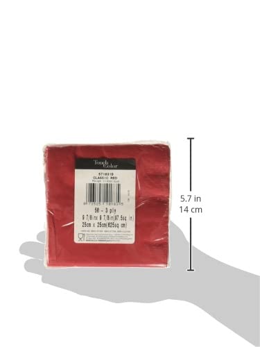 Creative Converting 500 Count Case Touch Of Color 3-Ply Beverage Napkins, Classic Red