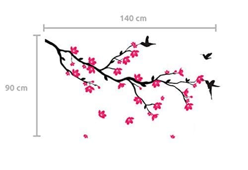 Decals Design Stickerskart Wall Stickers Hummingbirds And Blossoms (Wall Covering Area: 140Cm X 90Cm,Product Dimensions: 50X70Cm