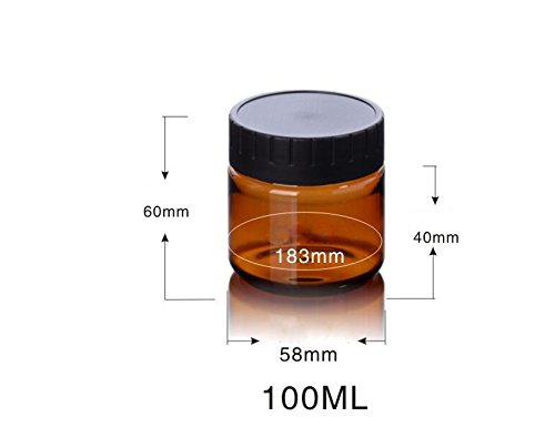 6Pcs Plastic Amber Makeup Round Jars Pot With White Inner Liners And Black Lids Cosmetic Packing Vial Bottles Storage Holder Con