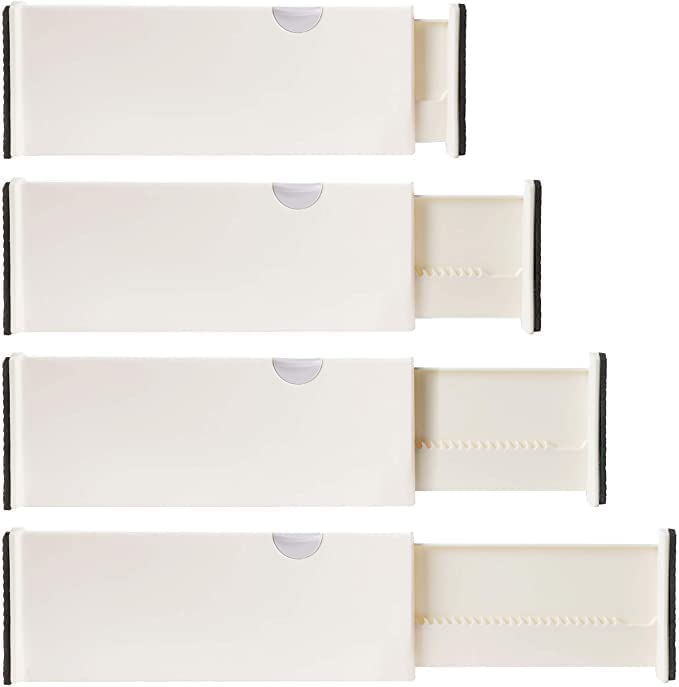 Octopusprime Adjustable Drawer Dividers, 4Pack, Adjusting Length From 11 Inch  17 Inch. Tall Drawer Organizers For Clothes, Lo