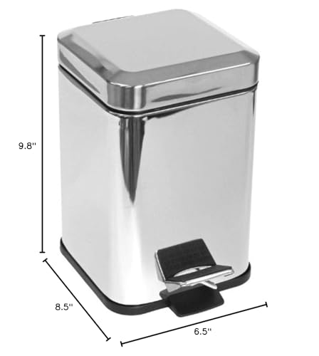 Gedy Gedy 2209-13 Square Waste Bin With Pedal, Chrome